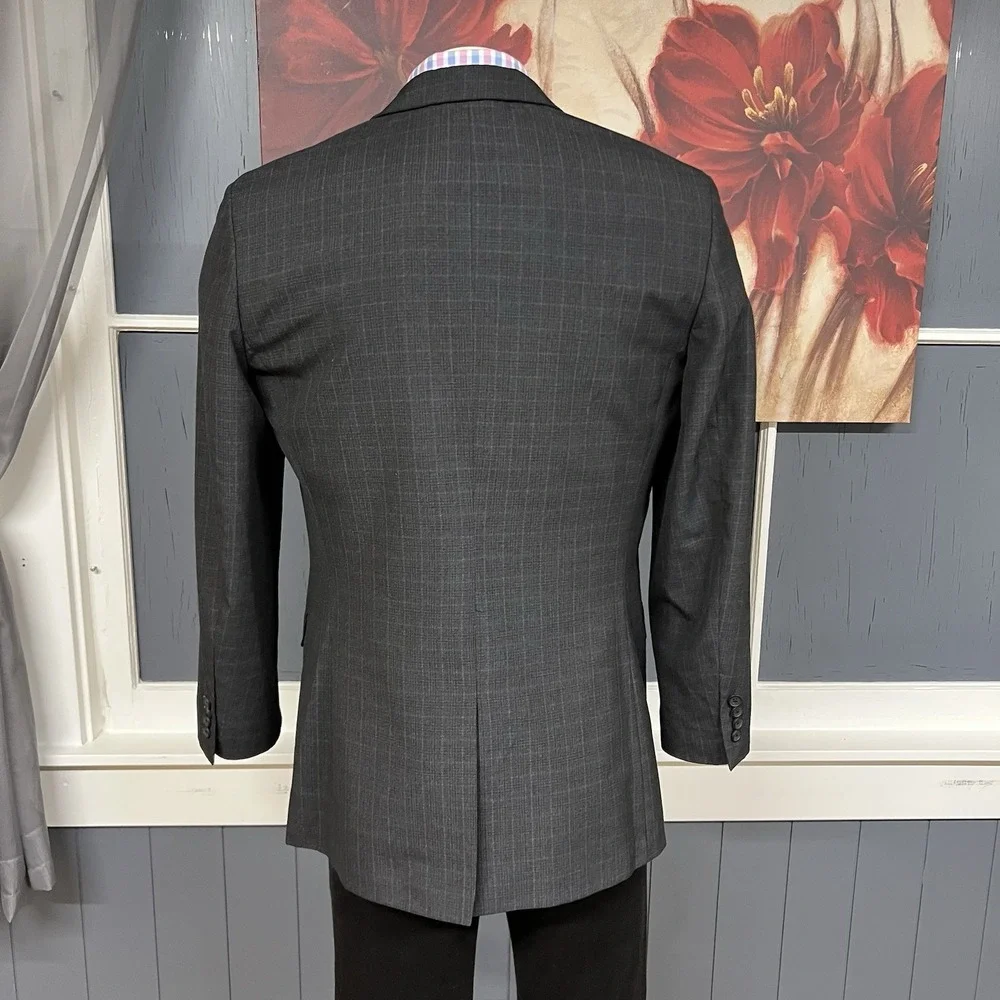 Banana Republic 👉Actual Sz 42R👈 Slim Fit Men Suit Jacket Polyester Dark Gray